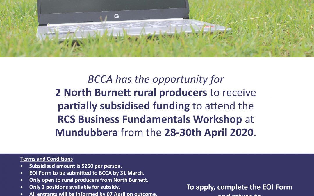 Partially Subsidised Funding to attend RCS Business Fundamentals Workshop